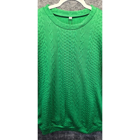 Fashion Cable Knit Textured Sweatshirt Womens 2XL Green NEW Side Button Detail - Picture 2 of 8
